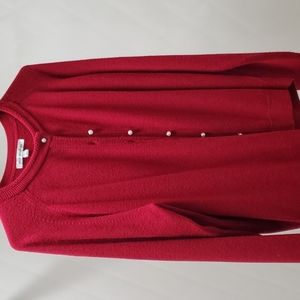 SIZE XL Red buttonup sweater with pearl buttons.